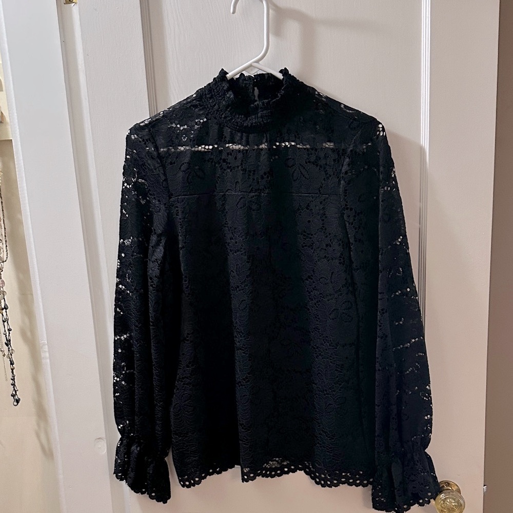 Adrianna Papell Black Lace Blouse